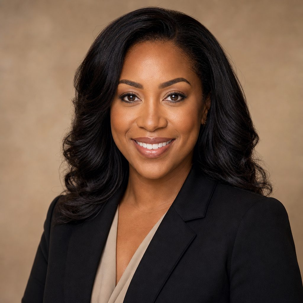 AI-generated concept portrait representing Saneca Gaines, not a photograph of her